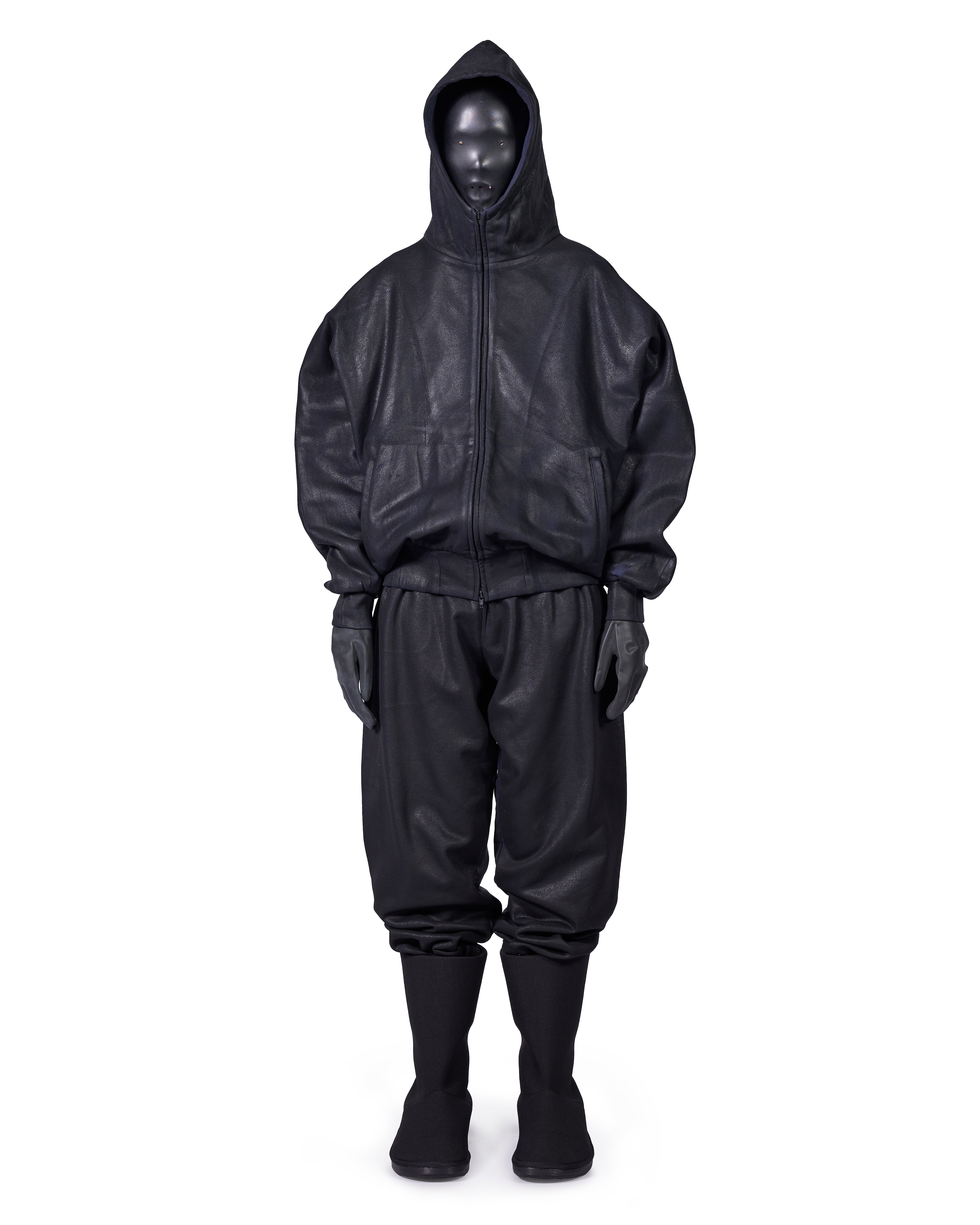 COATED ZIP-UP HOODIE (ONYX) – DINGYUN ZHANG