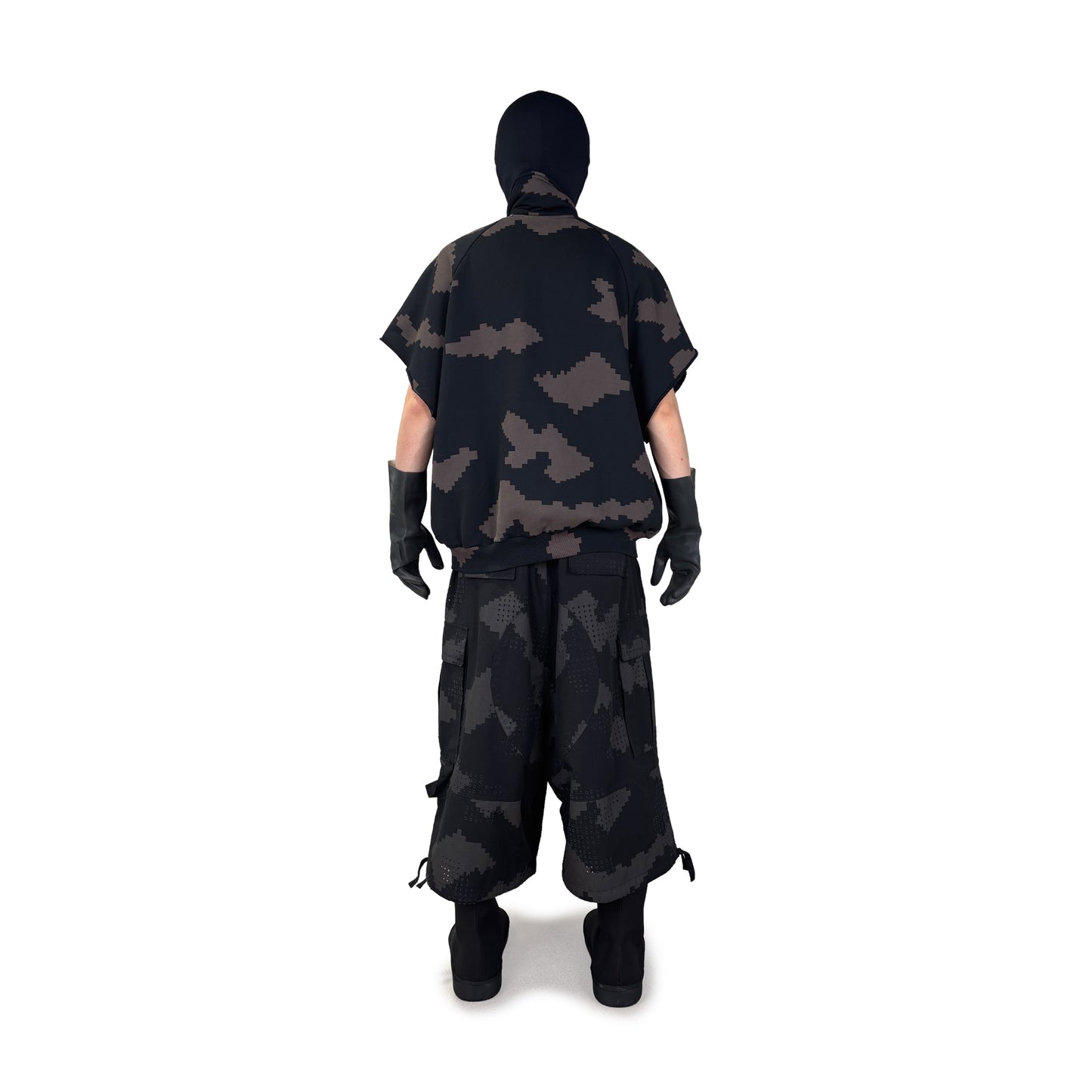 GRID CAMO SLEEVELESS ZIP SWEATSHIRT