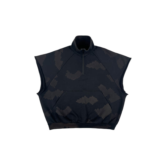GRID CAMO SLEEVELESS ZIP SWEATSHIRT