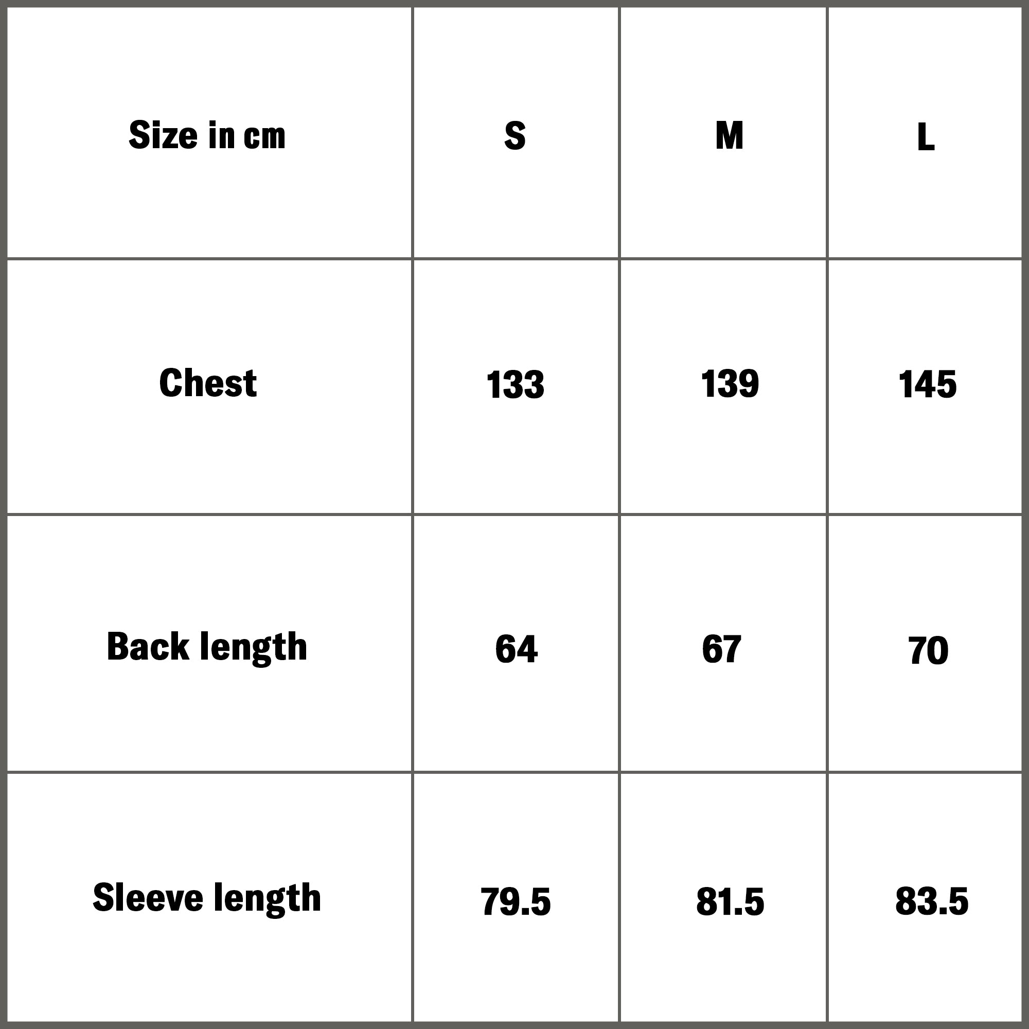SHELL JACKET size guide
