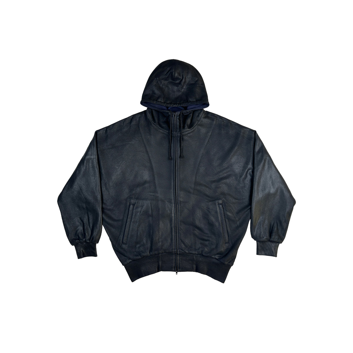 COATED ZIP-UP HOODIE (ONYX)