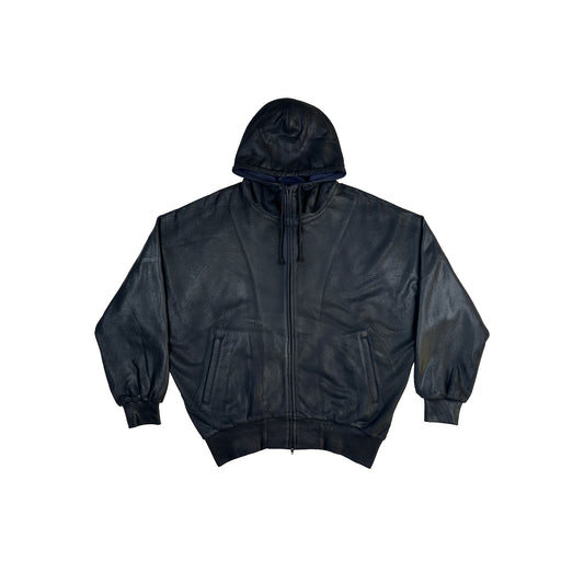 COATED ZIP-UP HOODIE (ONYX)