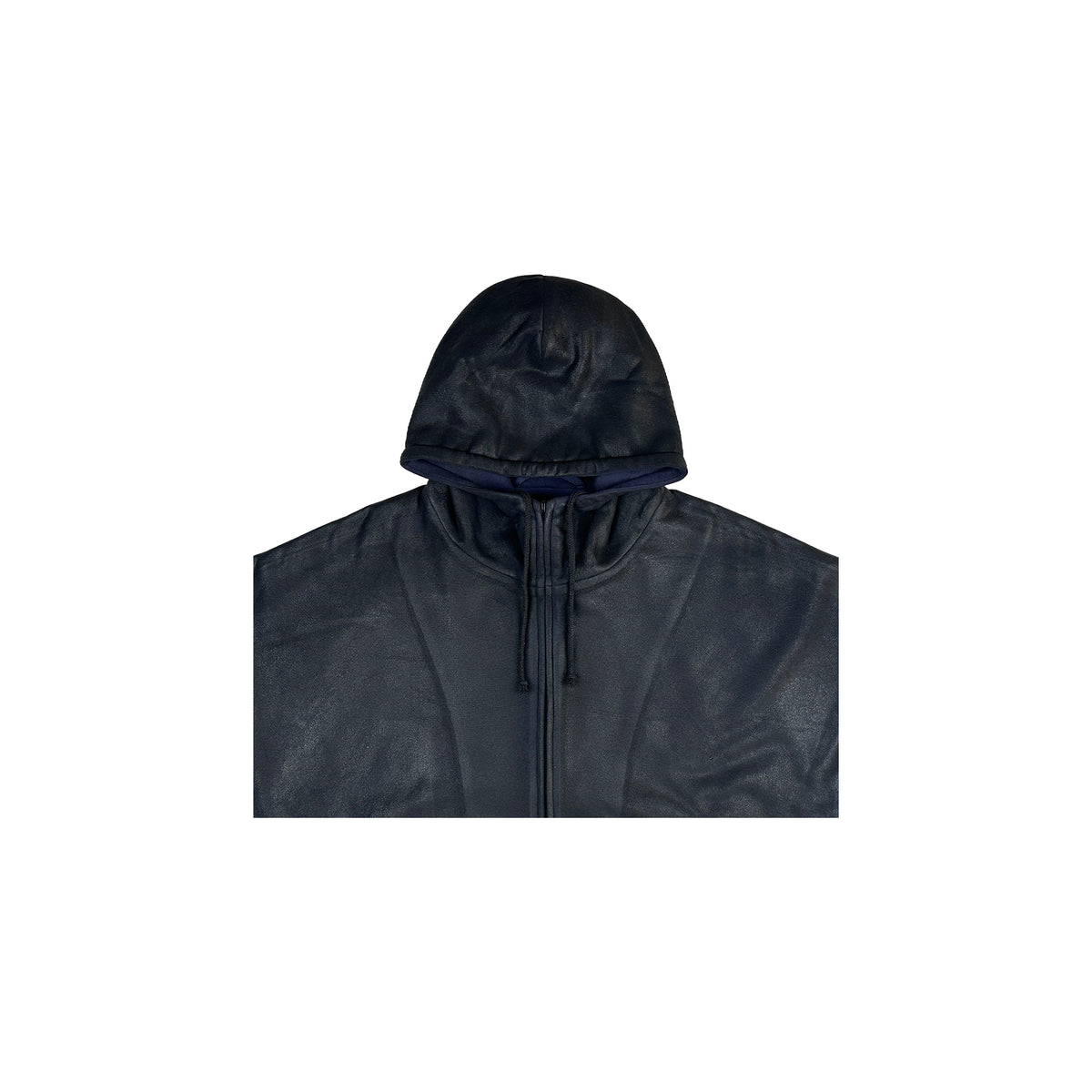 COATED ZIP-UP HOODIE (ONYX)
