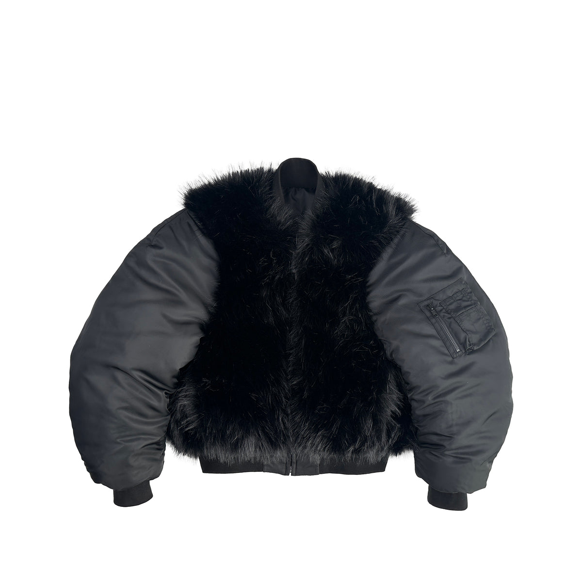 REVERSIBLE FAUX FUR BOMBER (BLACK)
