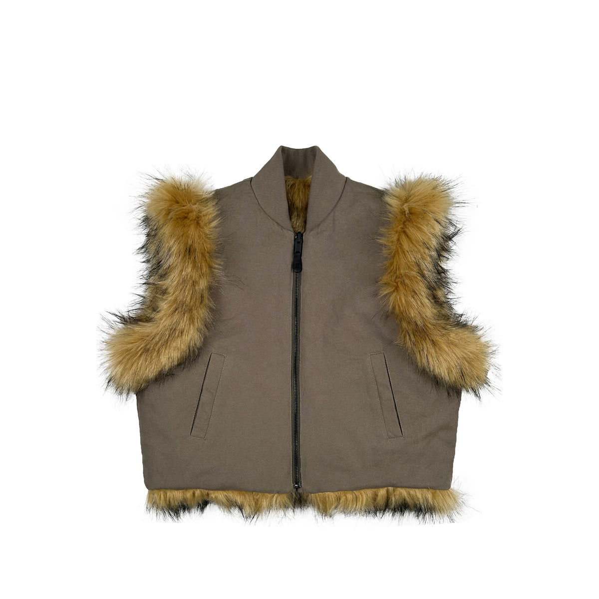 REVERSIBLE FAUX FUR GILET (COYOTE)