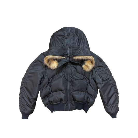 HOODED BOMBER JACKET (BLACK)