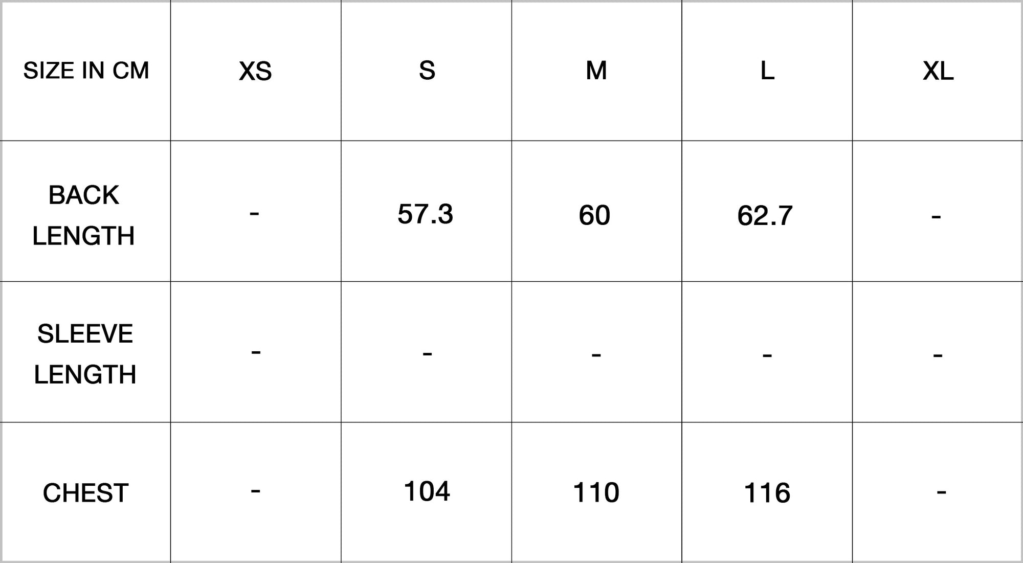 WRAP VEST size guide