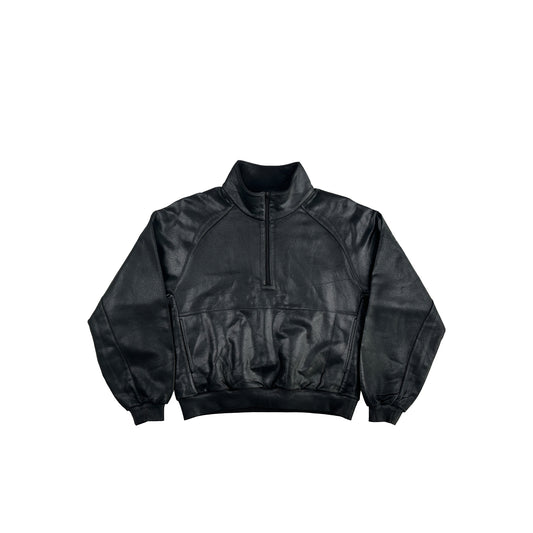 COATED ZIP NECK SWEATSHIRT (ONYX)