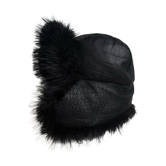 CROCODILE EMBOSSED LEATHER HAT