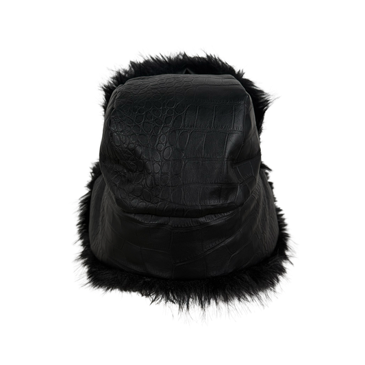 CROCODILE EMBOSSED LEATHER HAT