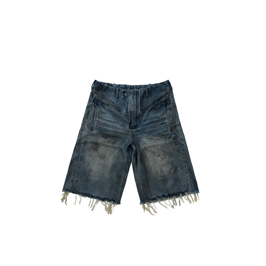 DISTRESSED DENIM SHORTS (BLUE)