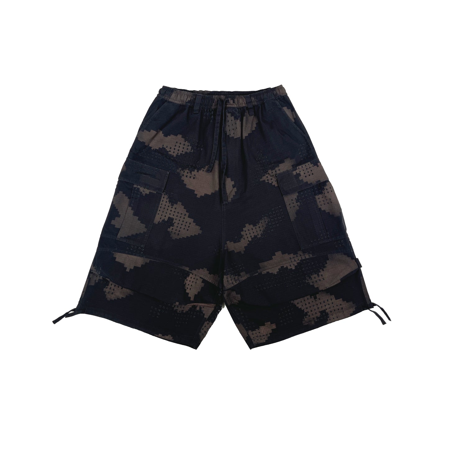 GRID CAMO CARGO SHORTS (BLACK)