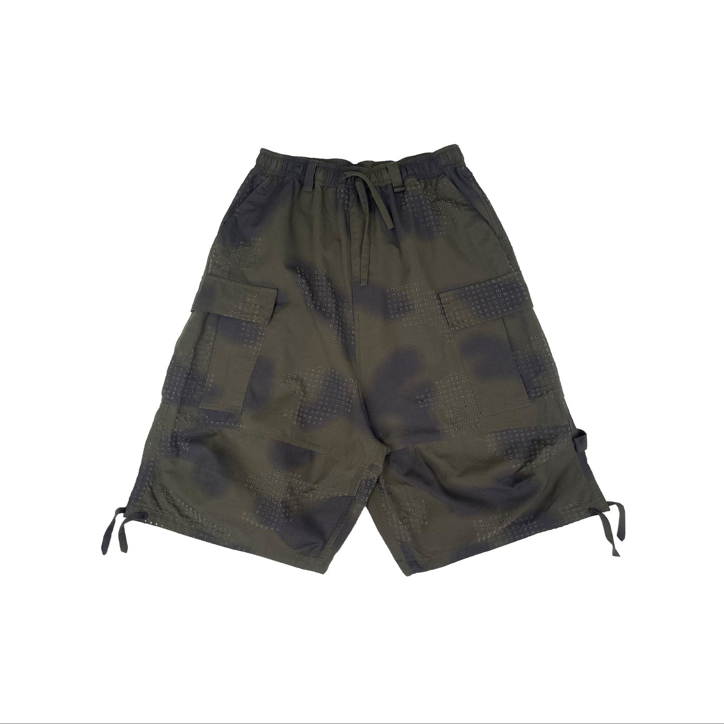 GRID CAMO CARGO SHORTS (ARMY GREEN)