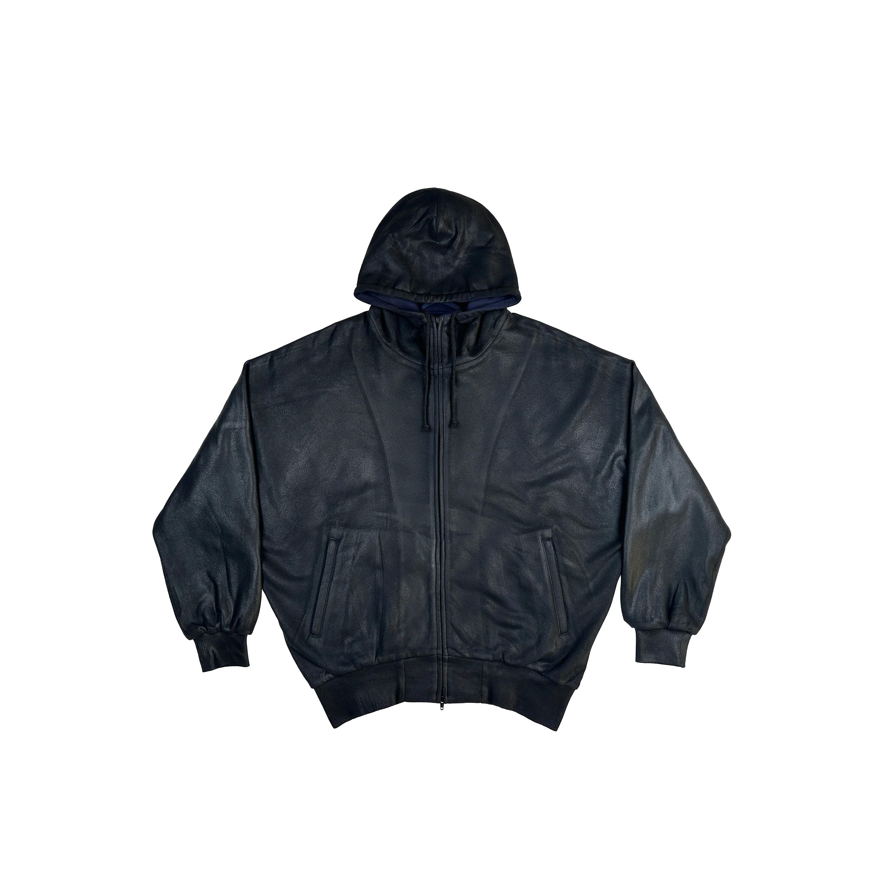 COATED ZIP-UP HOODIE (ONYX) – DINGYUN ZHANG