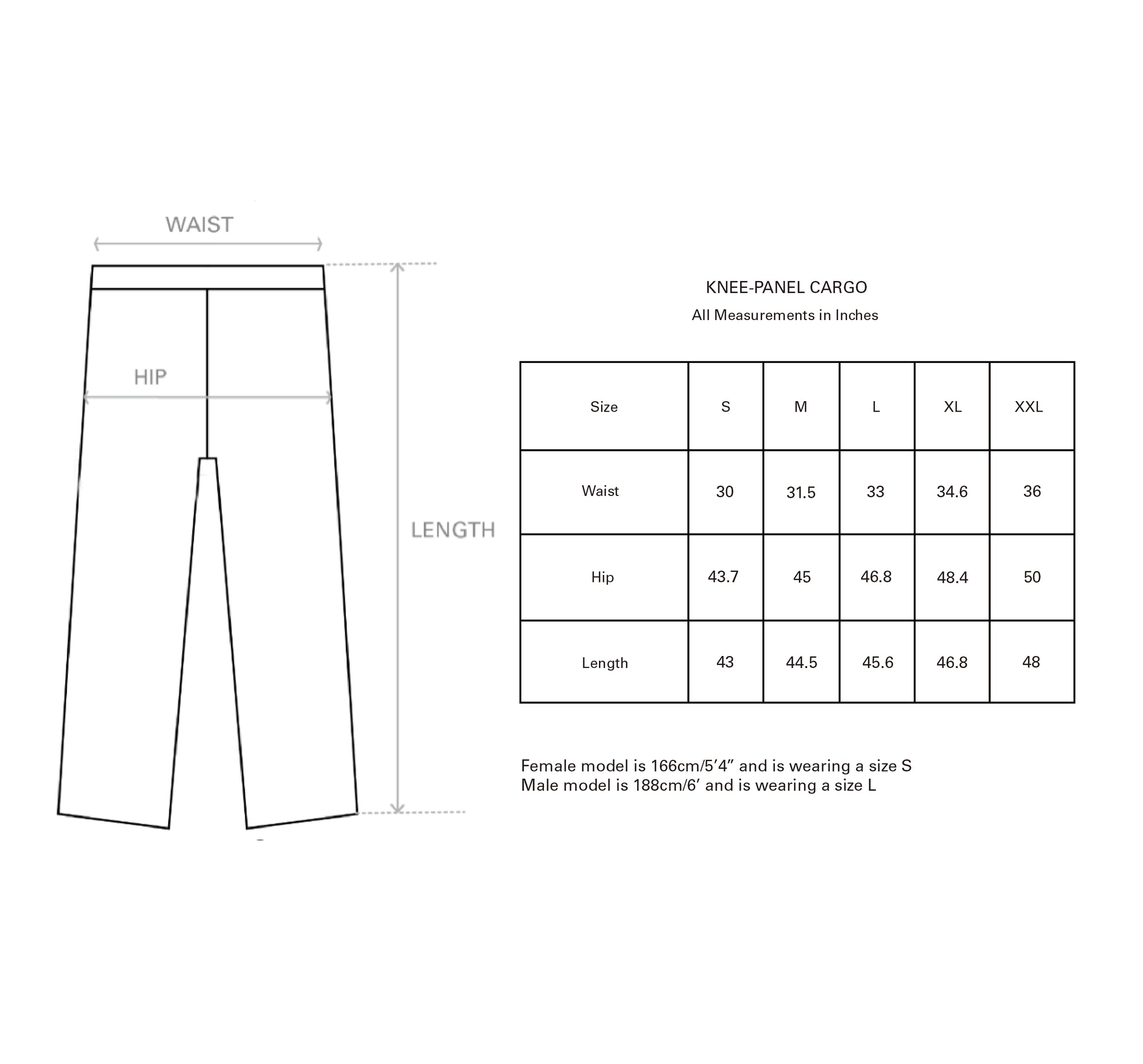 KNEE-PANEL CARGO (BLACK) size guide