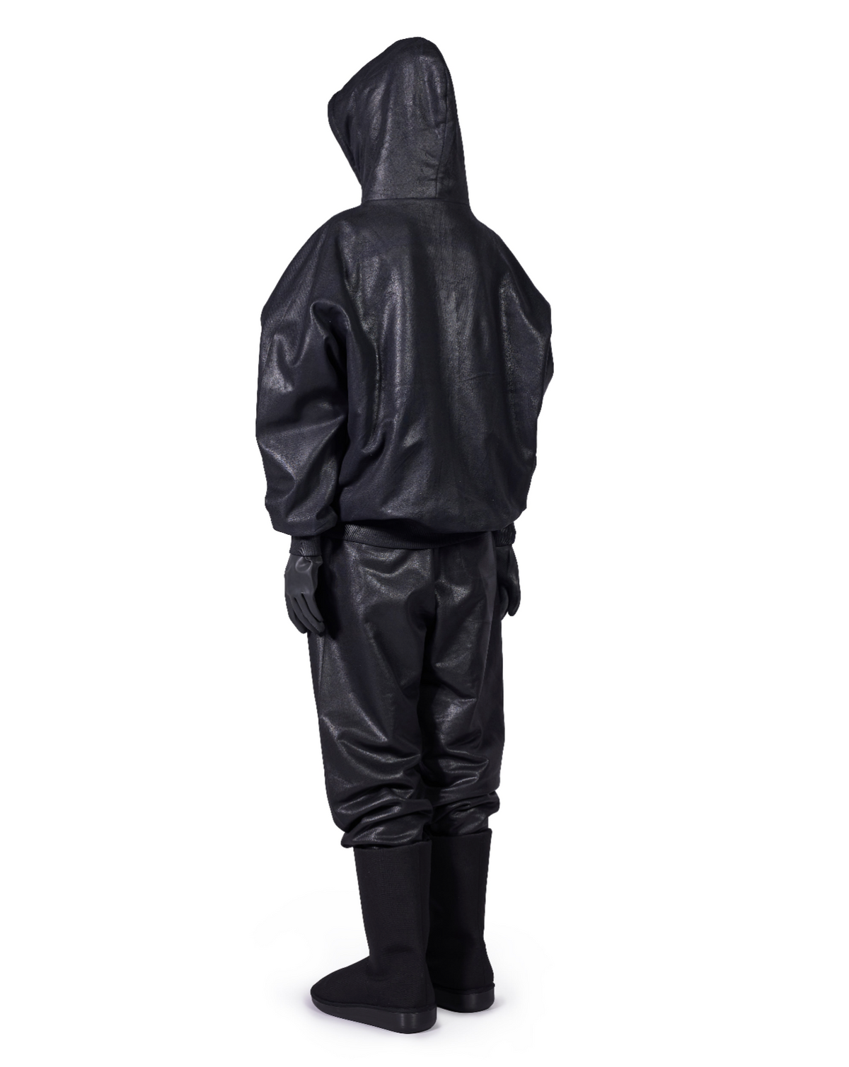COATED ZIP-UP HOODIE (ONYX)