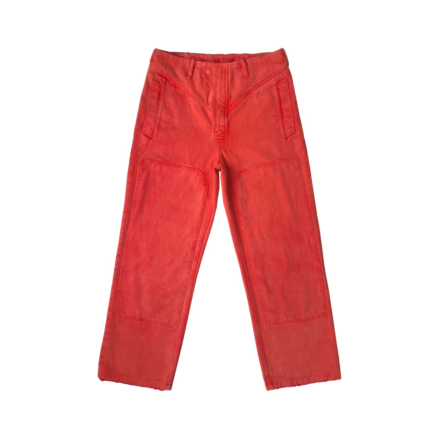 DENIM BIKER TROUSERS (RED)