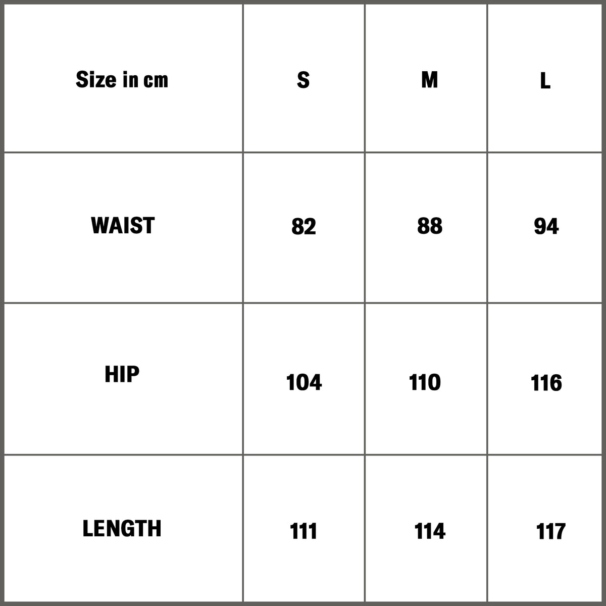 CARGO PANTS (BLACK) size guide