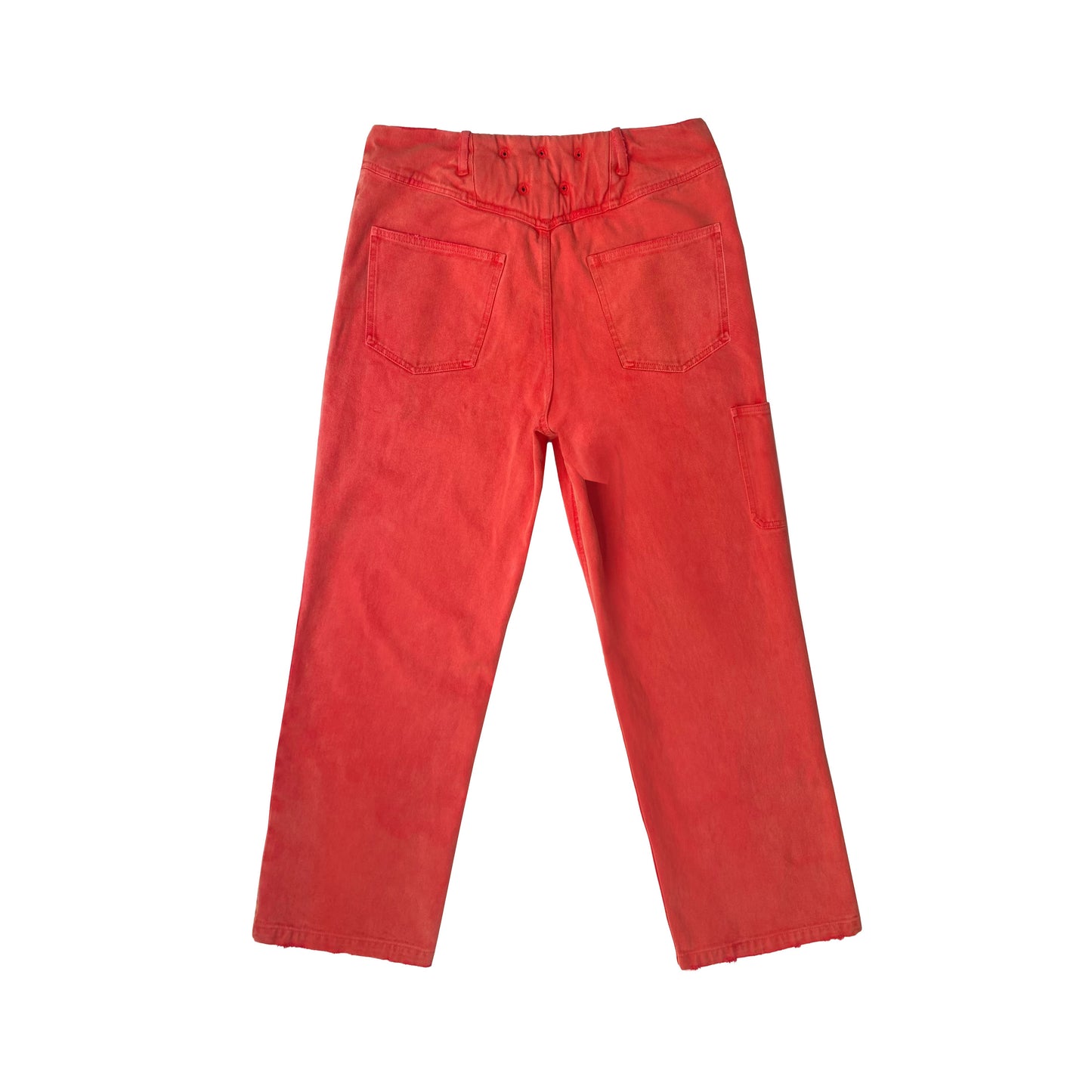 DENIM BIKER TROUSERS (RED)