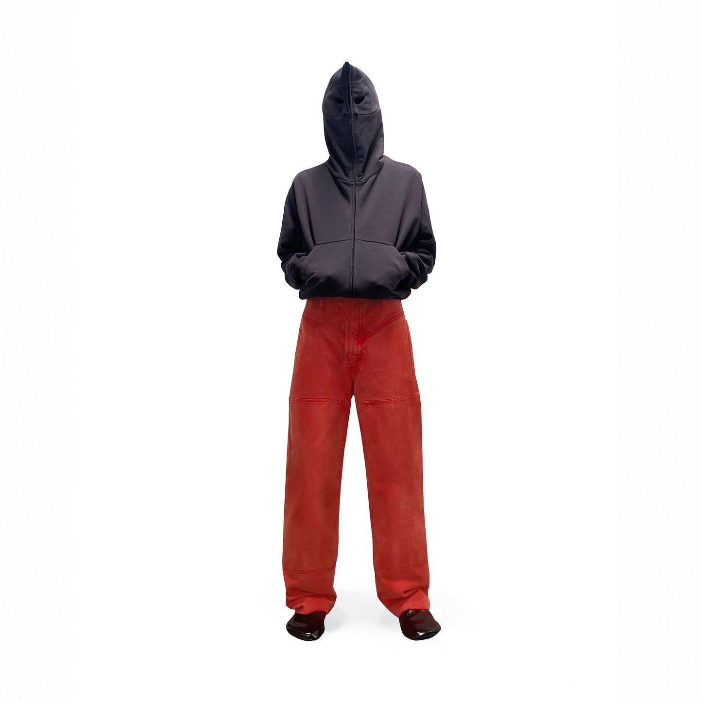 DENIM BIKER TROUSERS (RED)