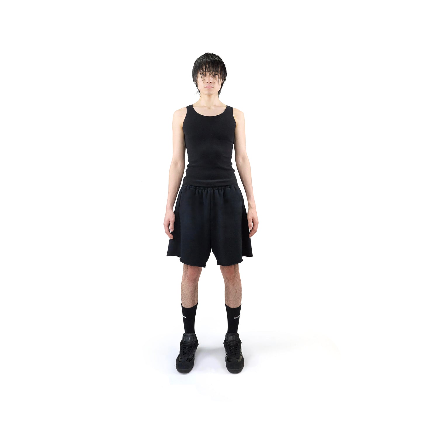 FADED SWEAT SHORTS PLAIN (BLACK)
