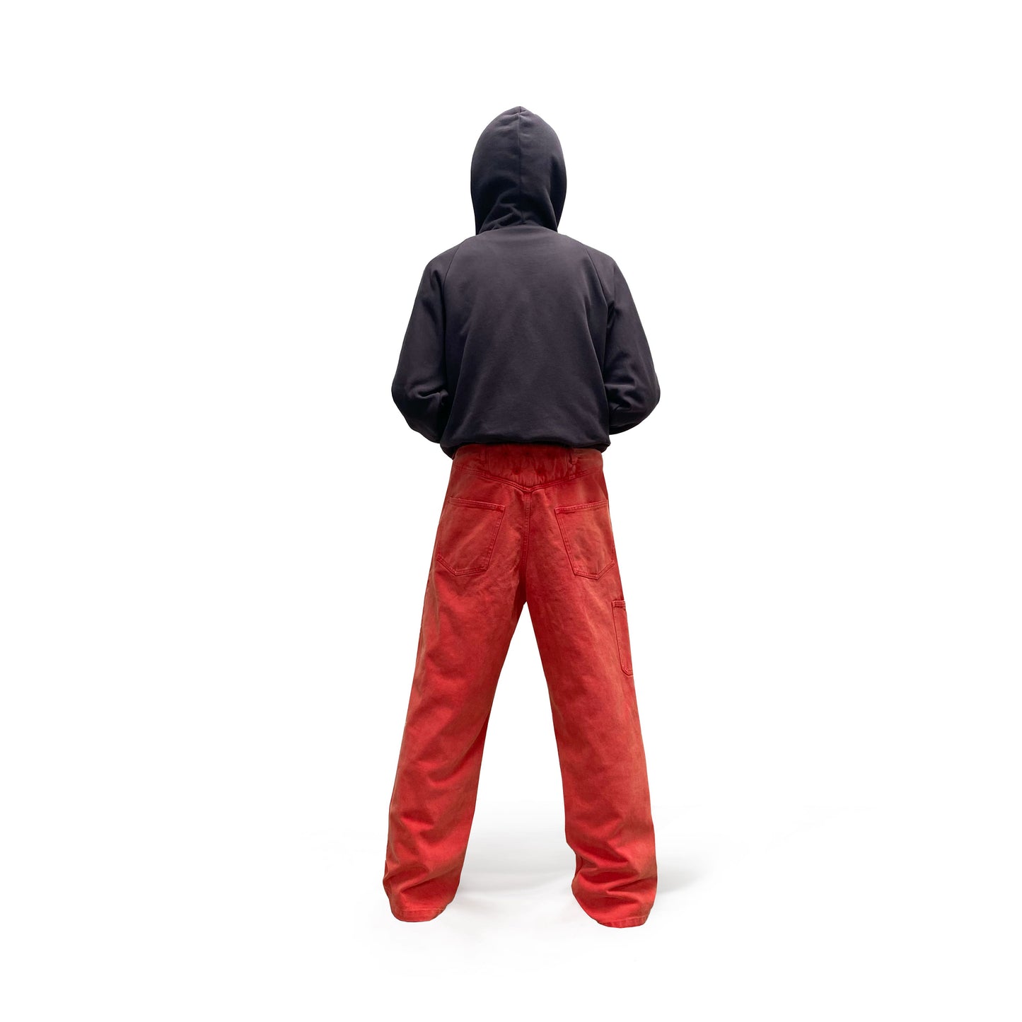 DENIM BIKER TROUSERS (RED)