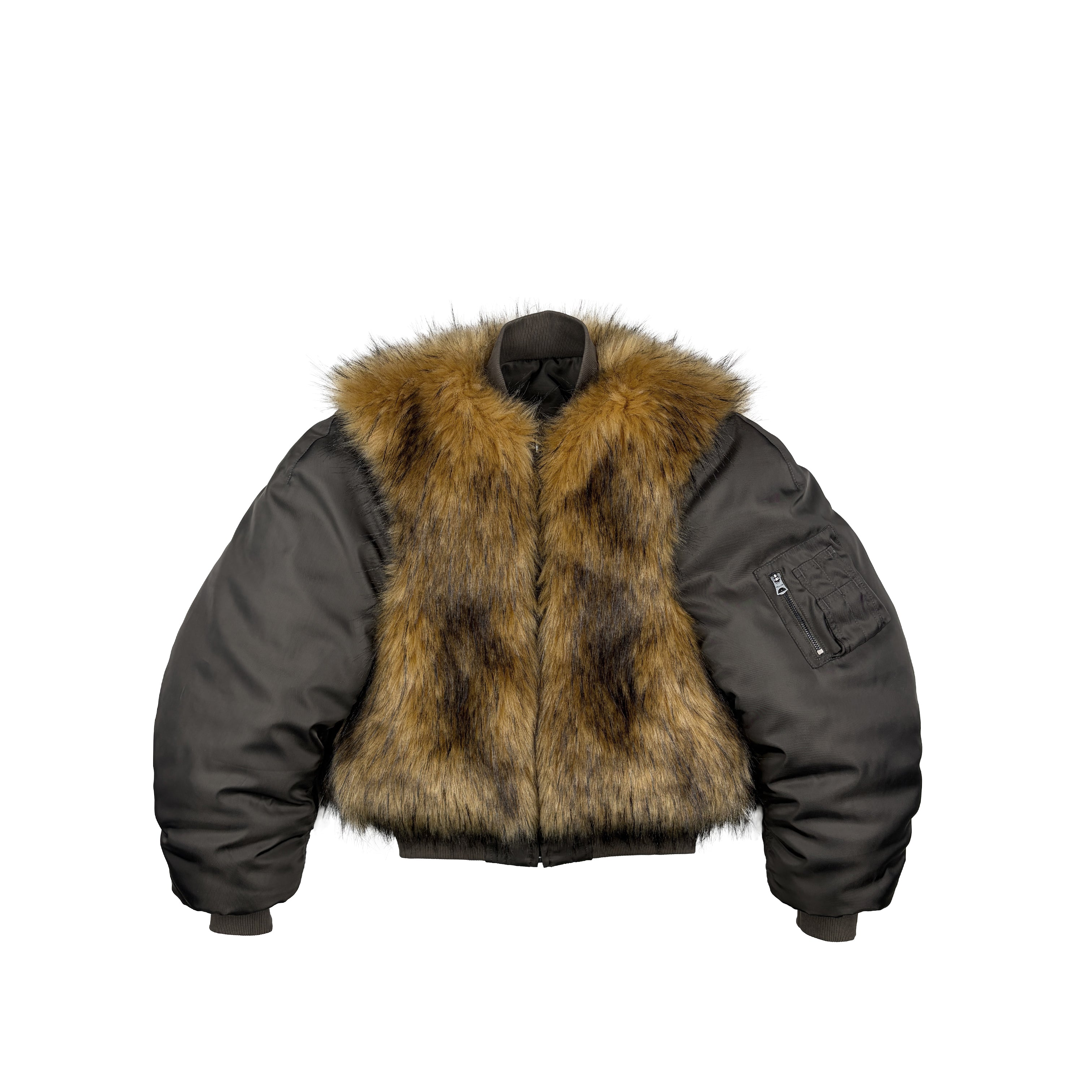 REVERSIBLE FAUX FUR BOMBER (COYOTE) – DINGYUN ZHANG