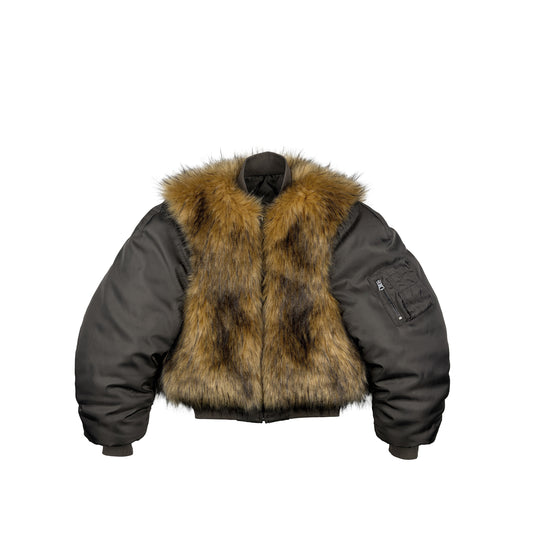 REVERSIBLE FAUX FUR BOMBER (COYOTE)