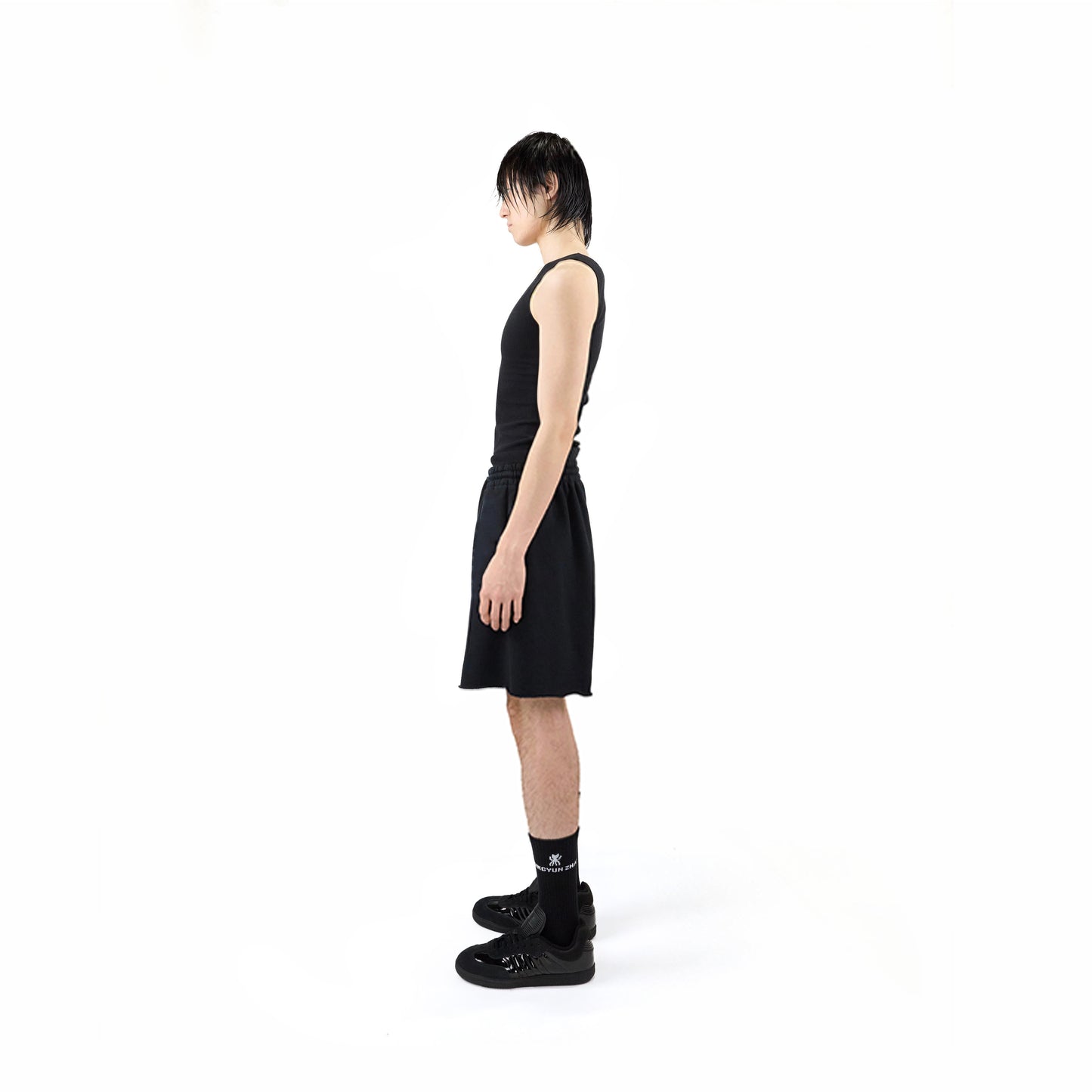 FADED SWEAT SHORTS PLAIN (BLACK)
