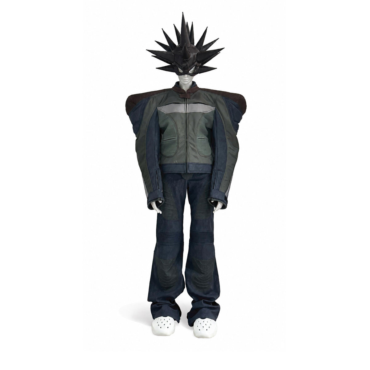 SCI-FI BIKER LEATHER TROUSERS (BLUE)