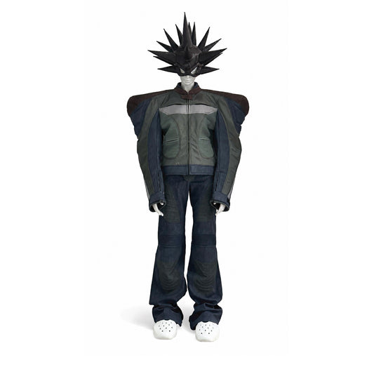 SCI-FI BIKER LEATHER TROUSERS (BLUE)
