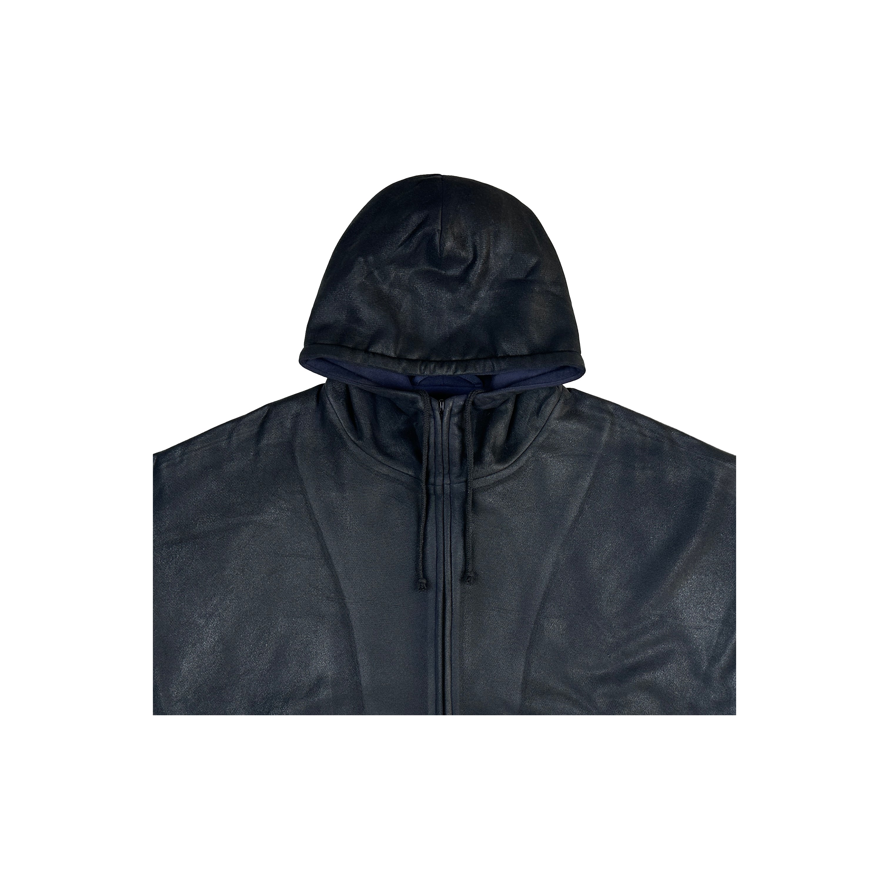 COATED ZIP-UP HOODIE (ONYX) – DINGYUN ZHANG