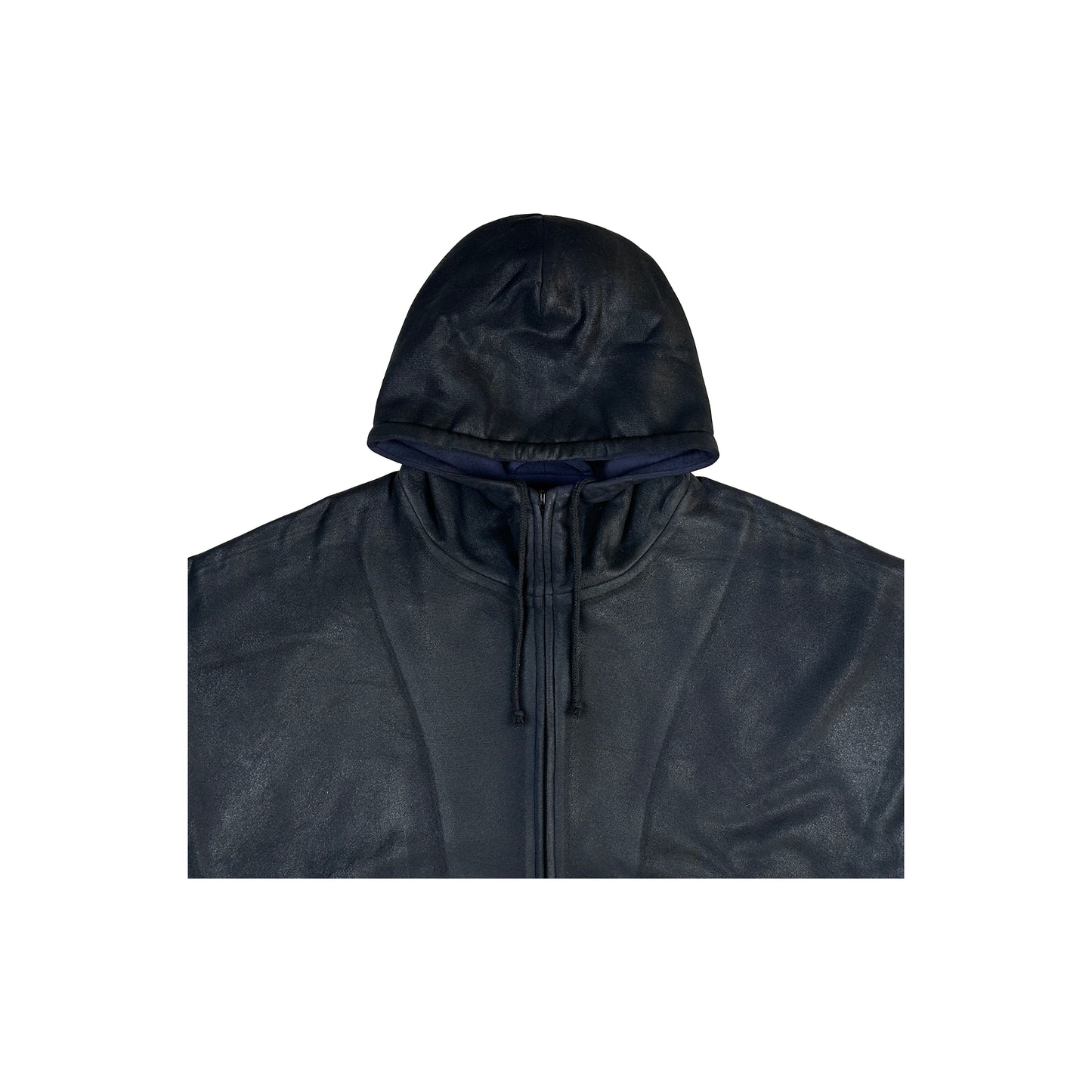 COATED ZIP-UP HOODIE (ONYX)