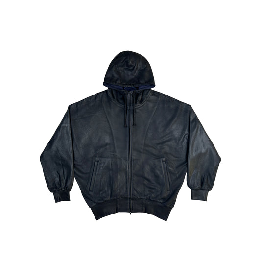 COATED ZIP-UP HOODIE (ONYX)