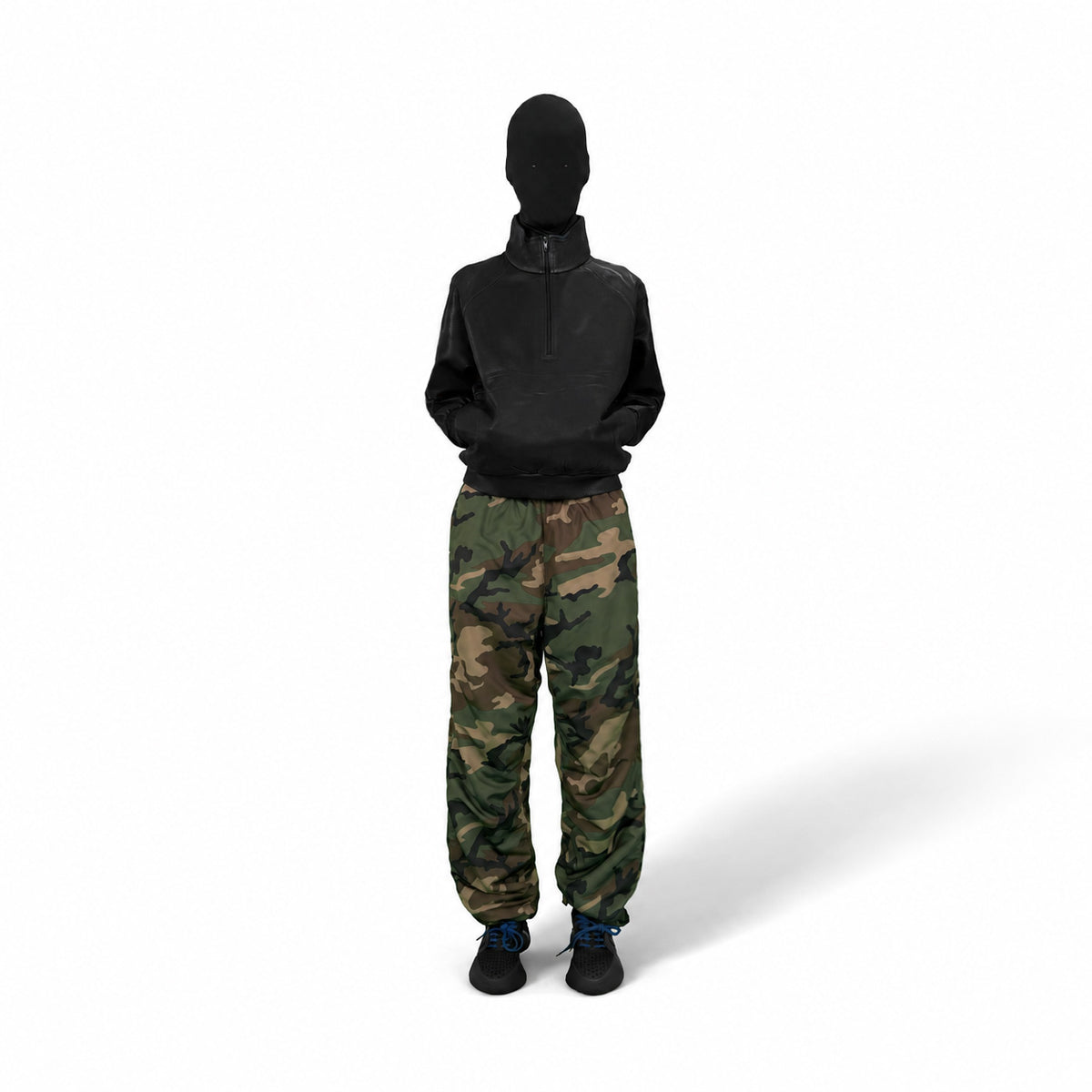 COATED ZIP NECK SWEATSHIRT (ONYX)