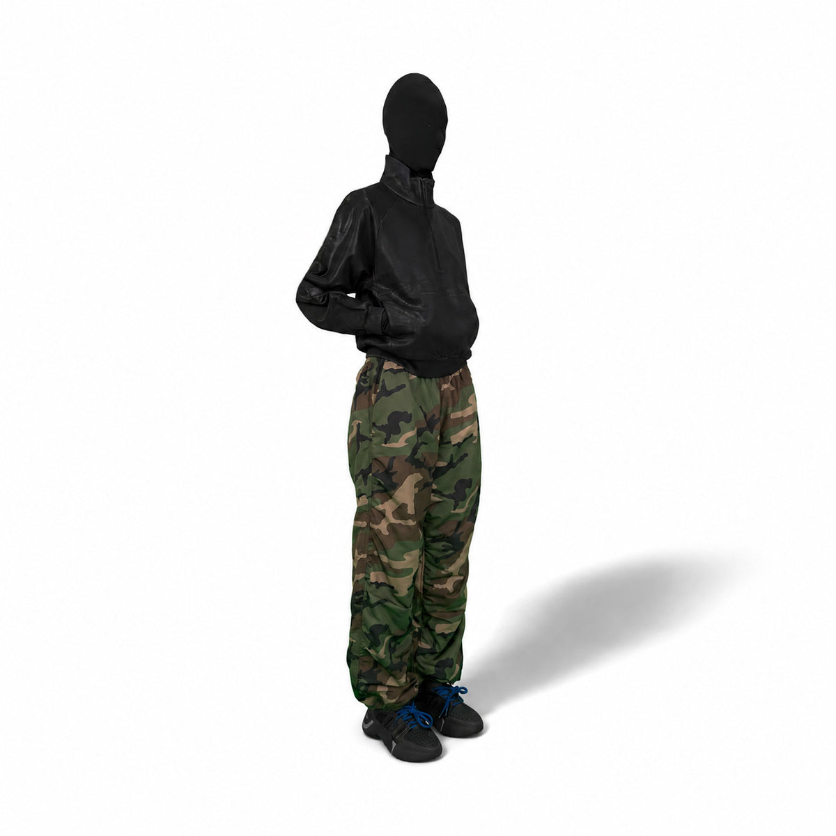 COATED ZIP NECK SWEATSHIRT (ONYX)