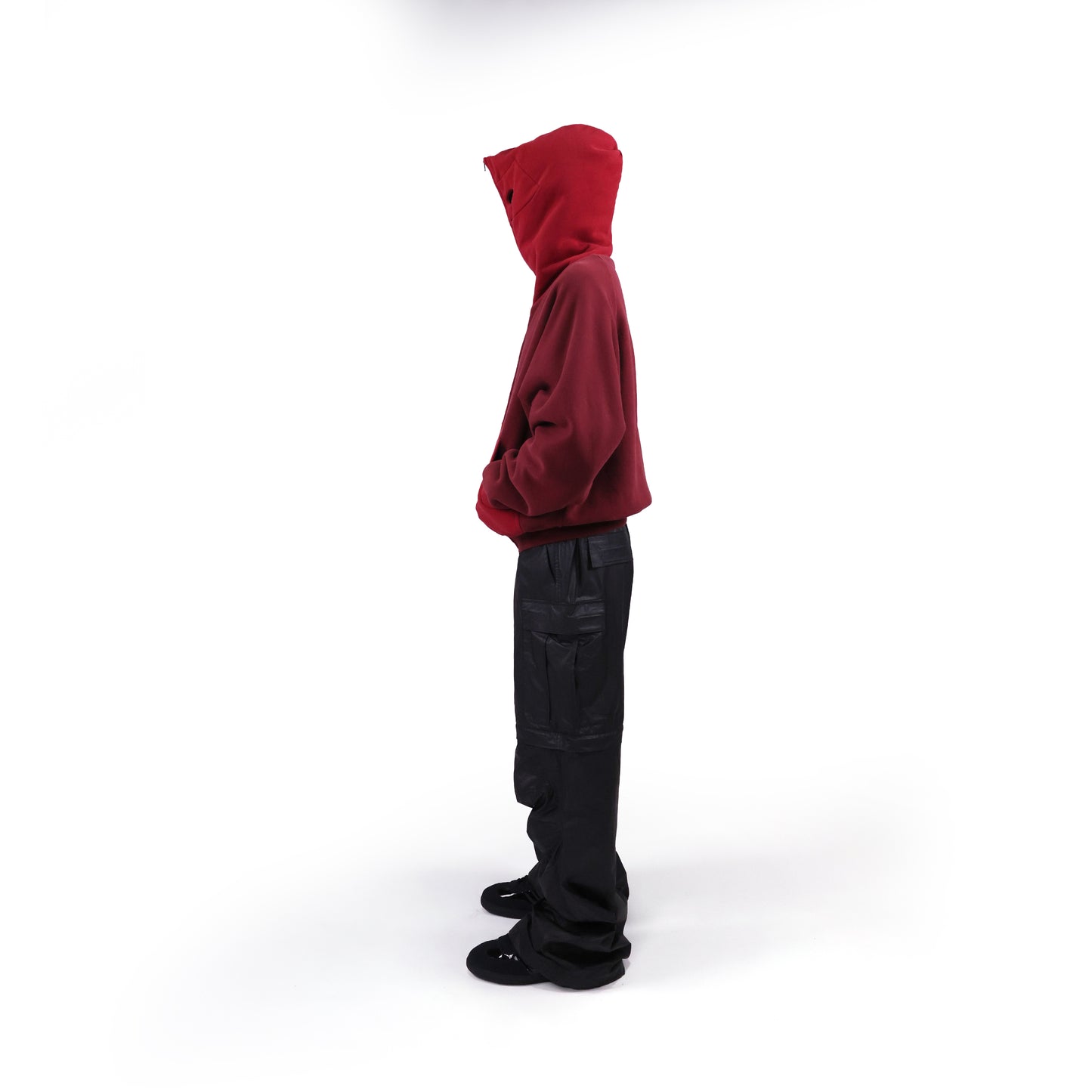 DOUBLE LAYERED TN1 HOODIE (DARK RED & BURGUNDY)