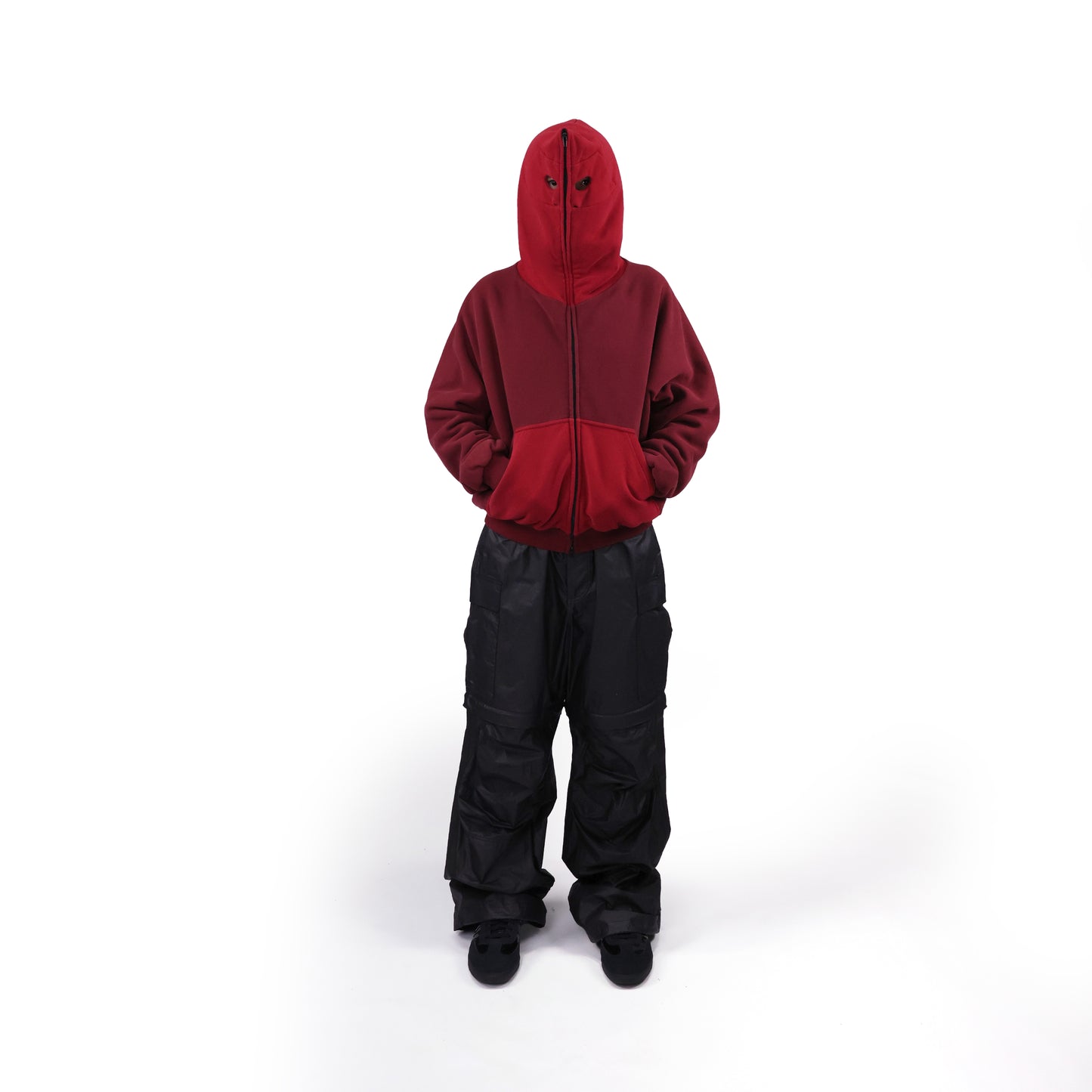 DOUBLE LAYERED TN1 HOODIE (DARK RED & BURGUNDY)