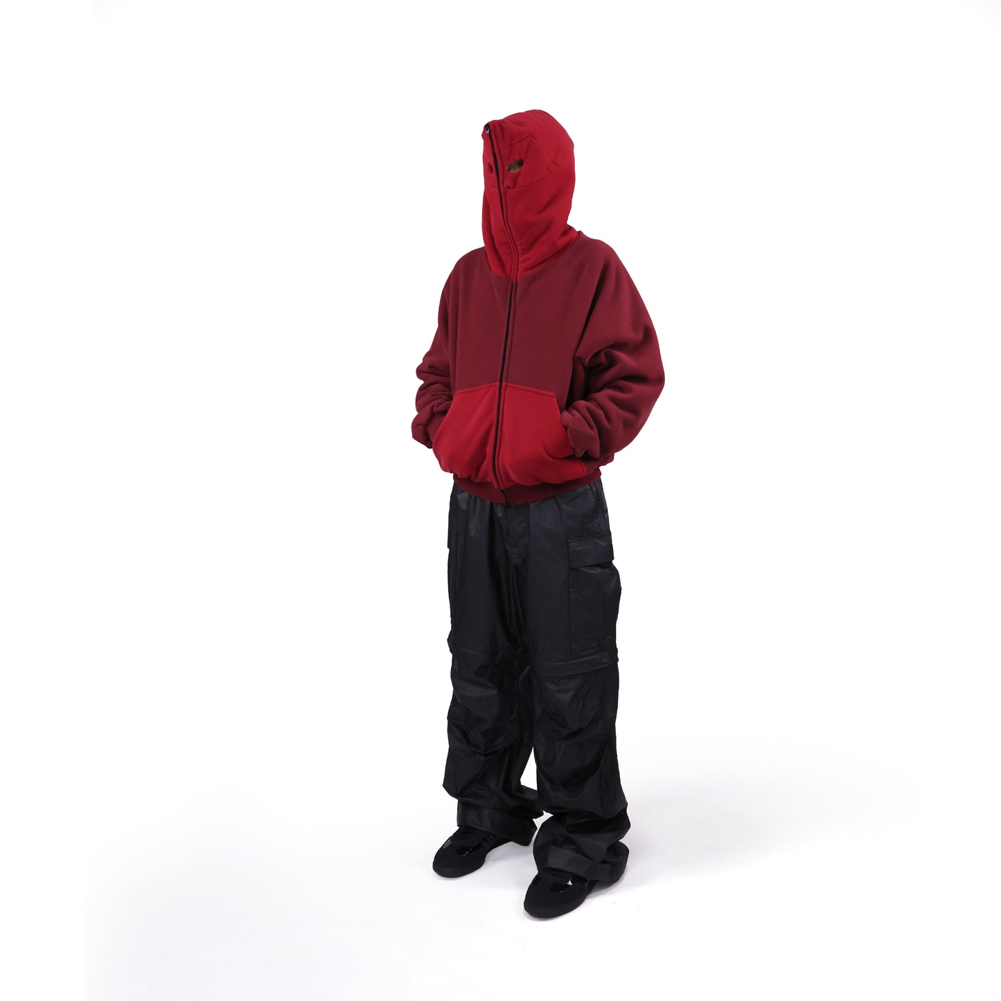 DOUBLE LAYERED TN1 HOODIE (DARK RED & BURGUNDY)