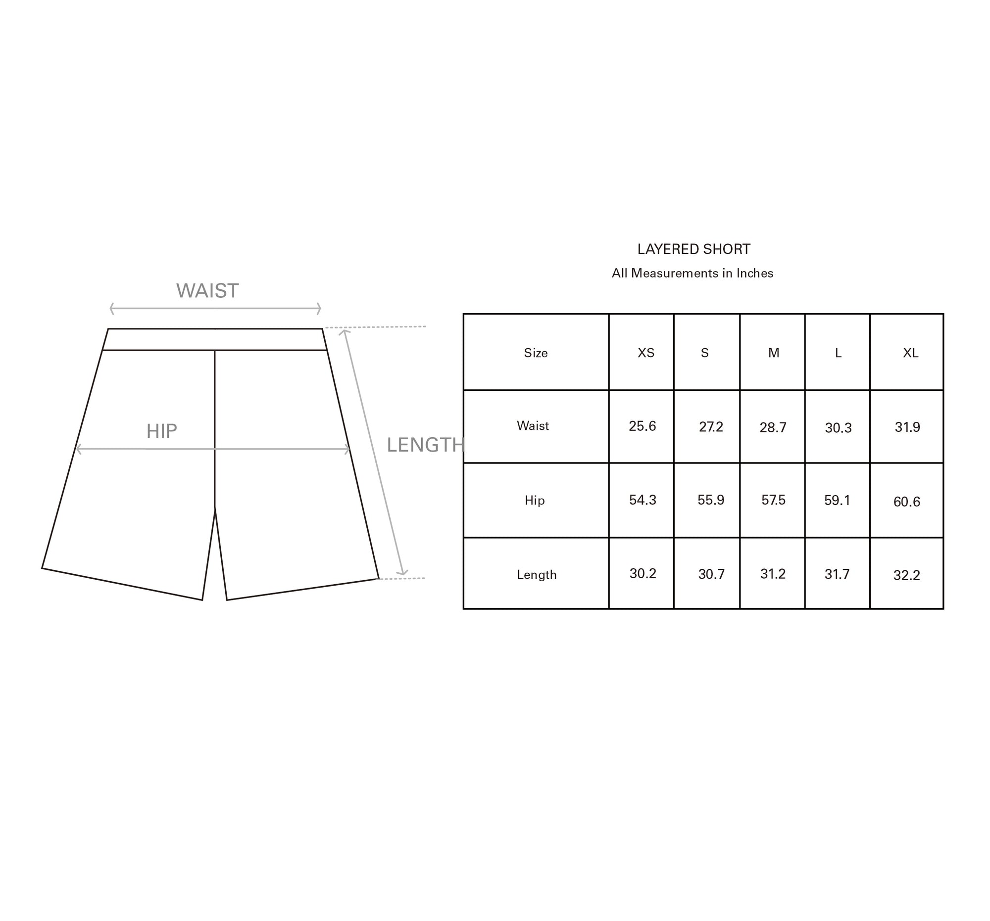 LAYERED SKORT size guide