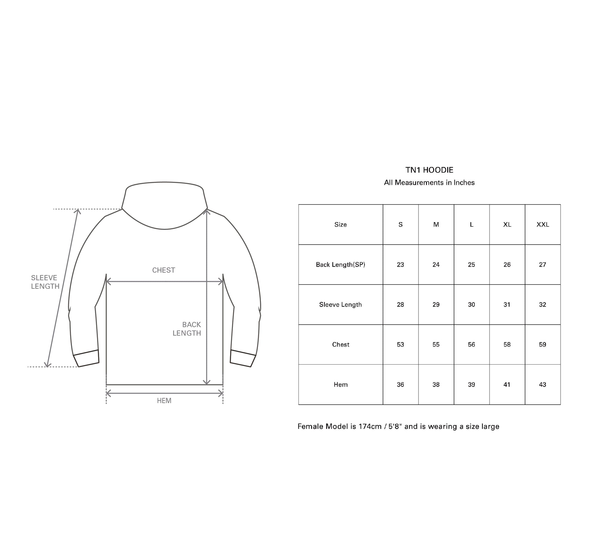 TN1 HOODIE (GREY AND PURPLE) size guide