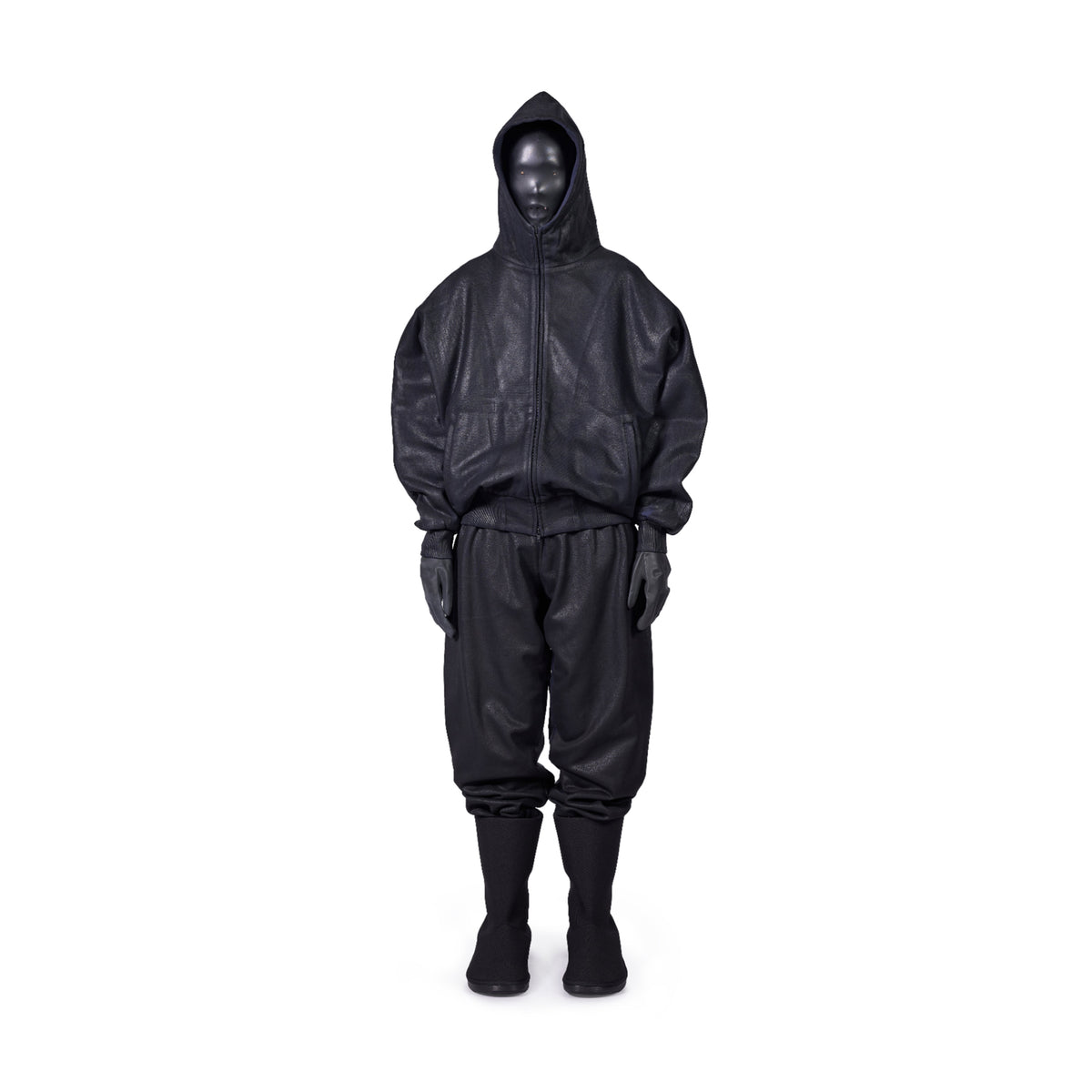 COATED ZIP-UP HOODIE (ONYX)