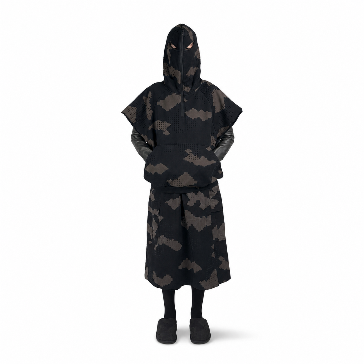 GRID CAMO OVERLAY SHORTS (BLACK)