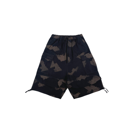 GRID CAMO CARGO SHORTS (BLACK)  PRE-ORDER