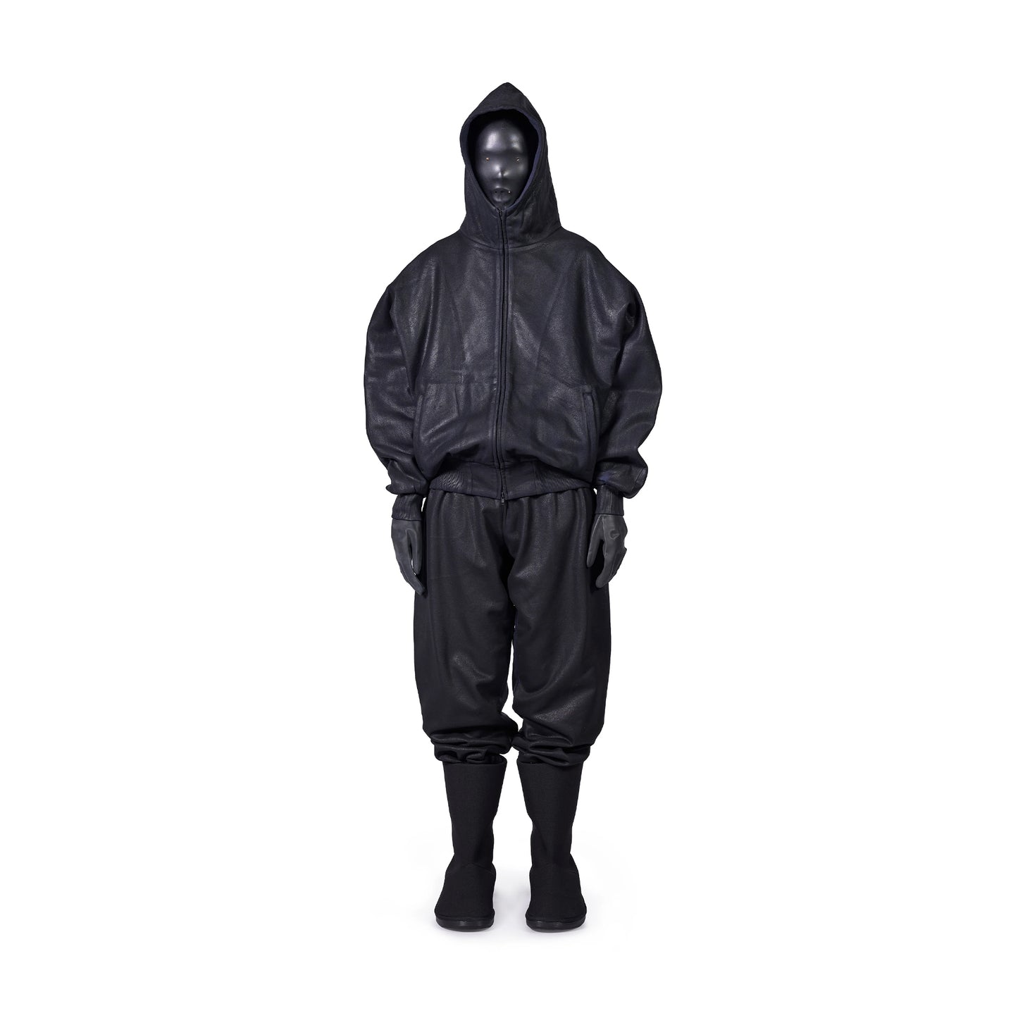 COATED ZIP-UP HOODIE (ONYX)