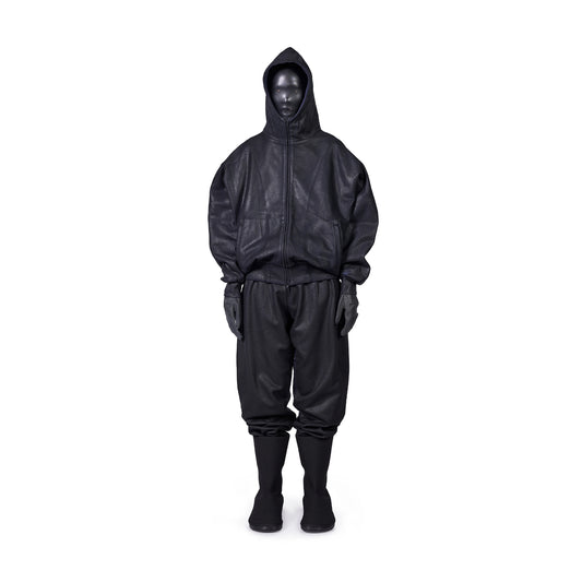COATED ZIP-UP HOODIE (ONYX)
