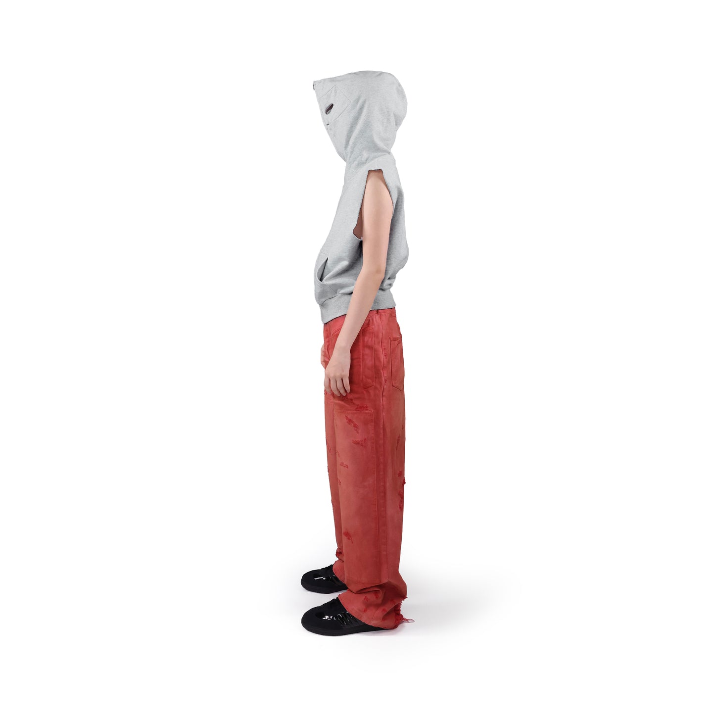 DISTRESSED DENIM PANTS (RED)