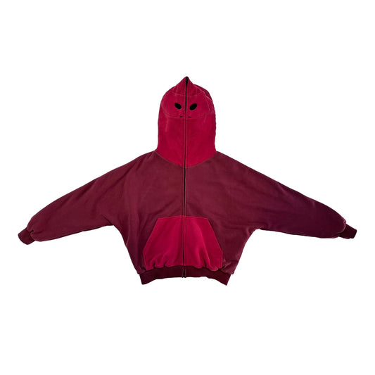 DOUBLE LAYERED TN1 HOODIE (DARK RED & BURGUNDY)