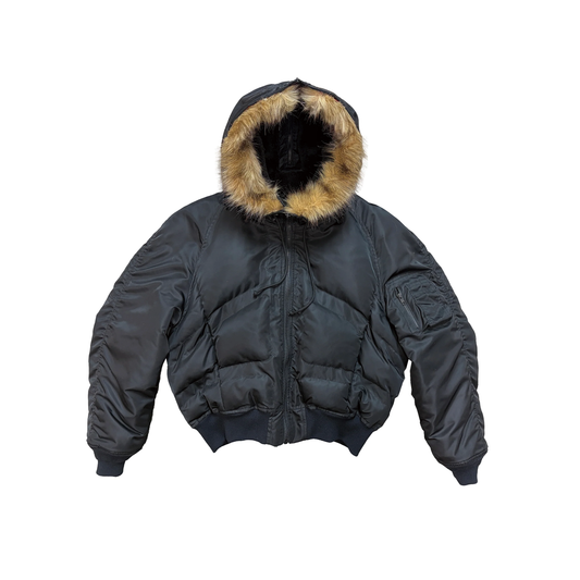 HOODED BOMBER JACKET (BLACK)