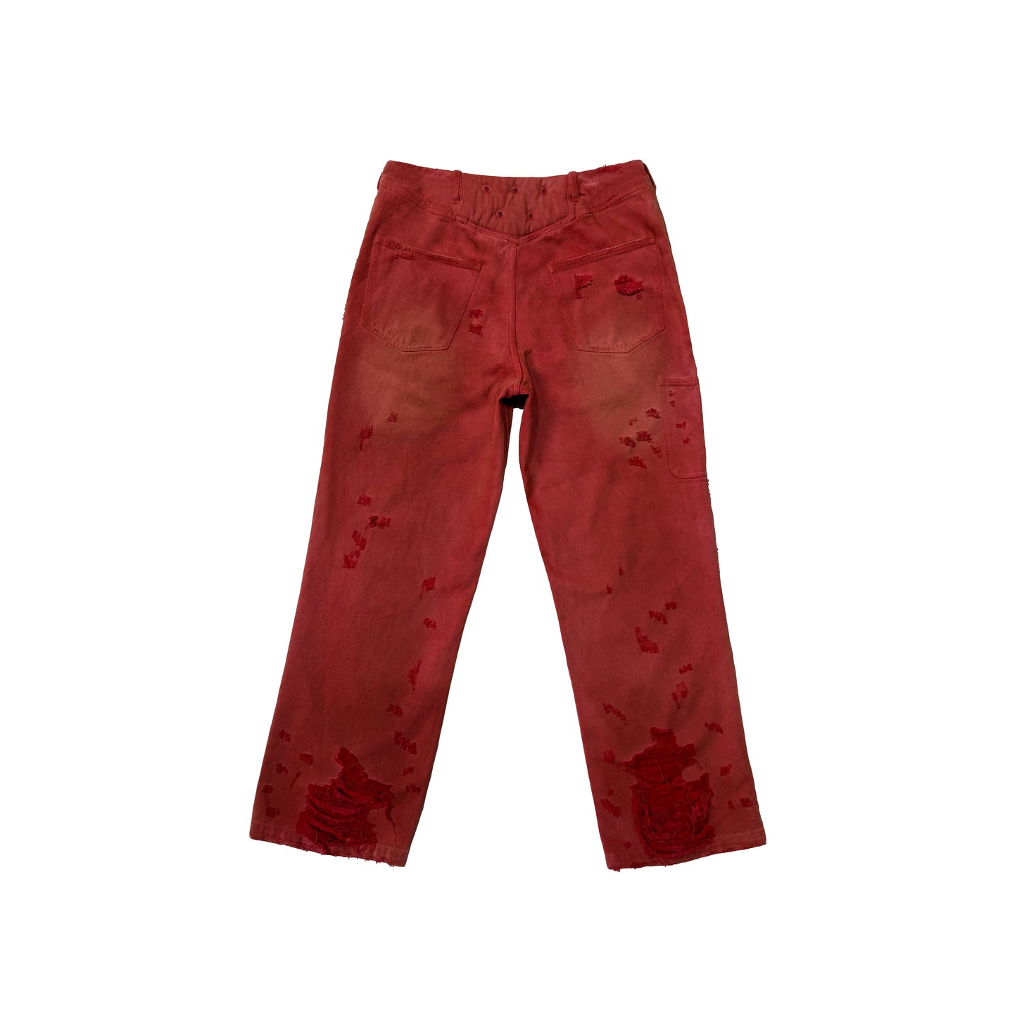DISTRESSED DENIM PANTS (RED)